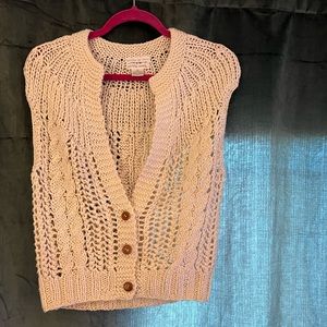 Preloved Hand Knit Jennifer Reed Vest, Size M, Cream White colored